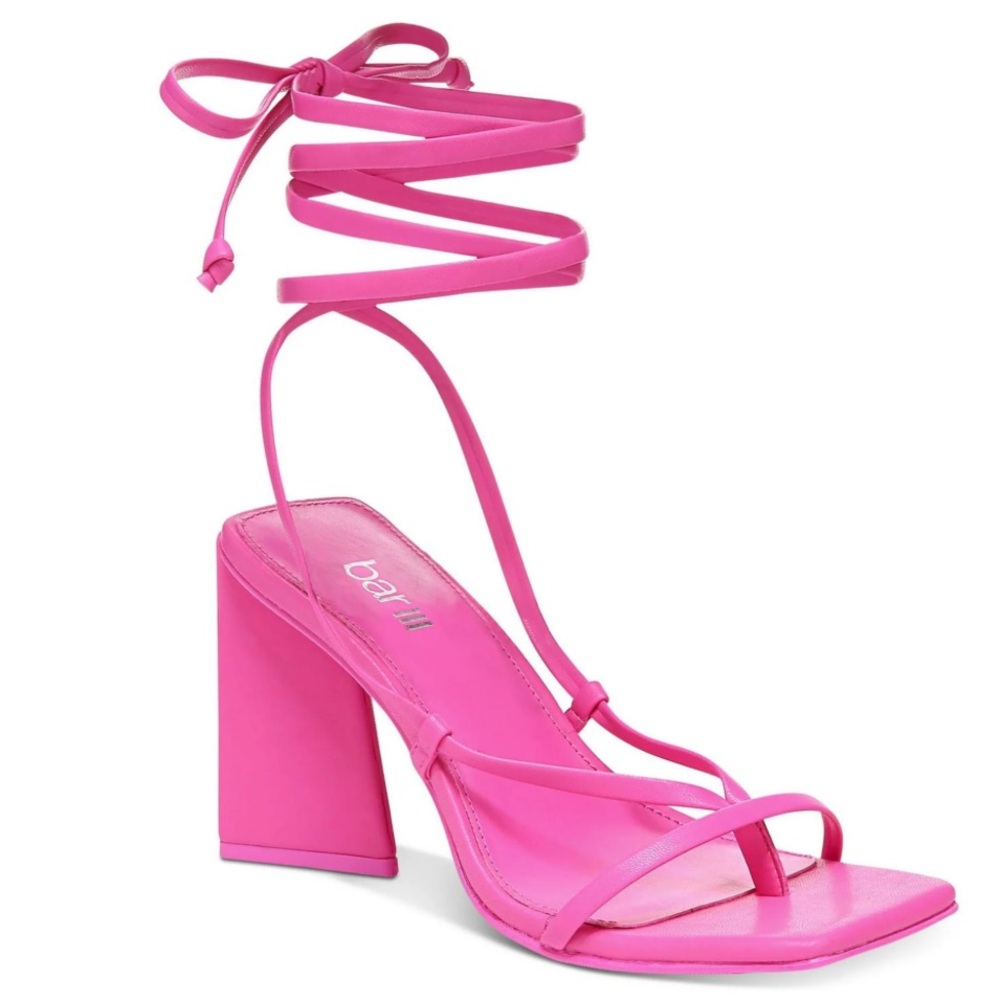 Pink strappy heels